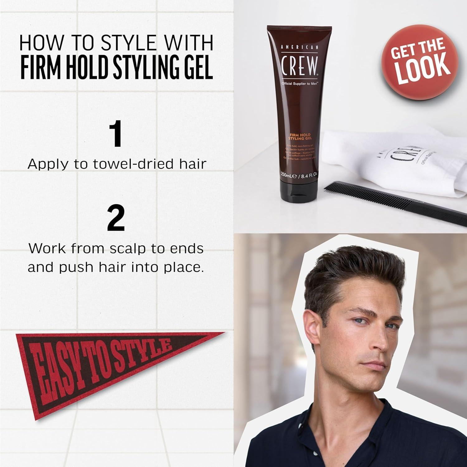 image:imageAmerican Crew Mens Hair Styling Gel Firm Hold NonFlaking 33 fl oz338 Fl Oz Pack of 1