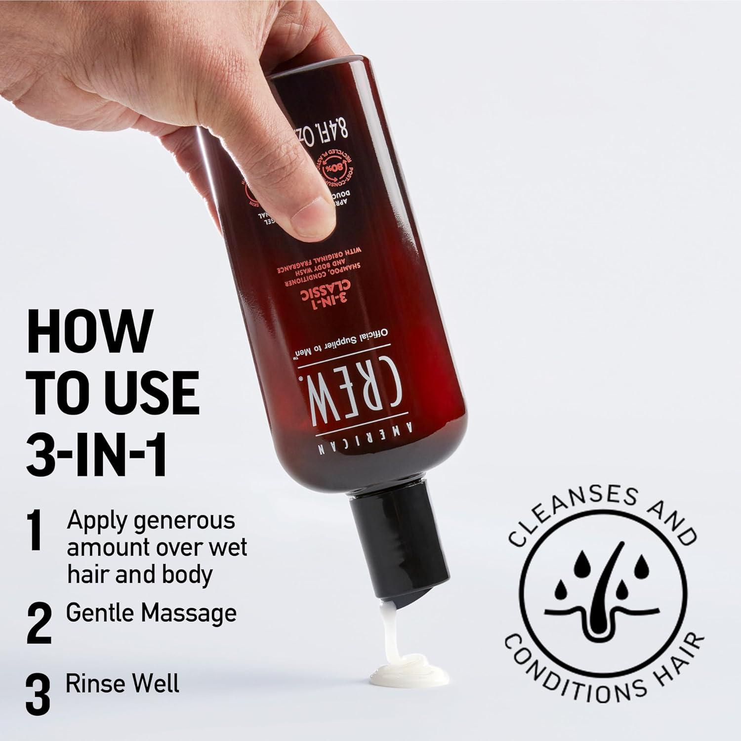 image:imageAmerican Crew Shampoo Conditioner amp Body Wash for Men 3in1 33 Fl OzClean
