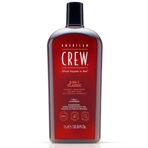 American Crew Shampoo, Conditioner & Body Wash for Men, 3-in-1, 3.3 Fl Oz(Clean)