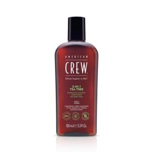 American Crew Shampoo, Conditioner & Body Wash for Men, 3-in-1, 3.3 Fl Oz(Tea Tree)